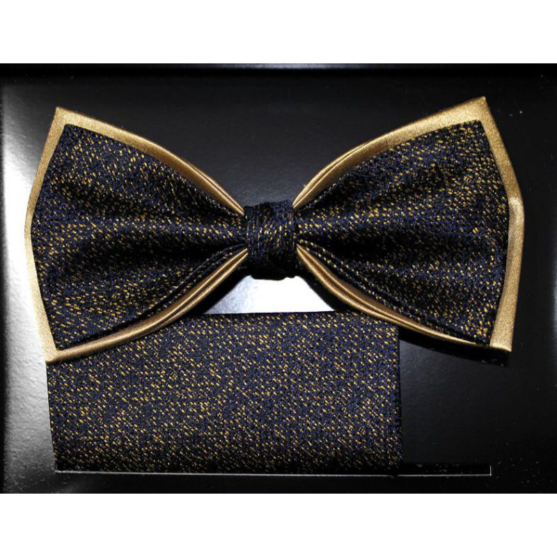 Zlatý motýlik drobný vzor na tmavomodrom podklade s vreckovkou