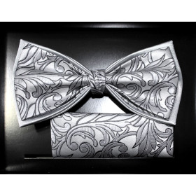 Striebornosivý motýlik s grafitovým vzorom paisley s vreckovkou