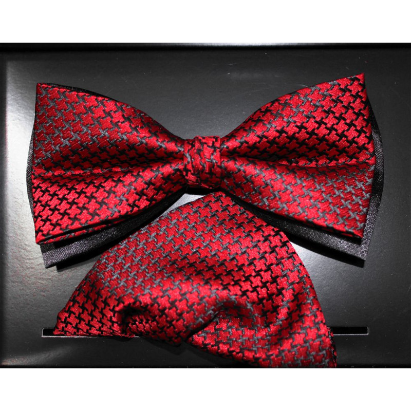 Červený motýlik pepito na čiernom podklade s vreckovkou