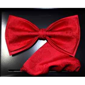 Červený motýlik kvetový vzor s vreckovkou