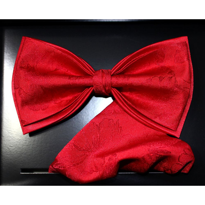 Červený motýlik kvetový vzor s vreckovkou