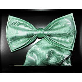 Svetlozelený motýlik paisley s vreckovkou