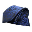 Kravata s vreckovkou čierna so vzorom paisley parížska modrá