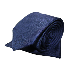 Tmavomodrá kravata s vreckovkou kvetový vzor