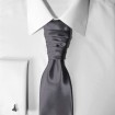Francúzska kravata s vreckovkou grafitová hladká 