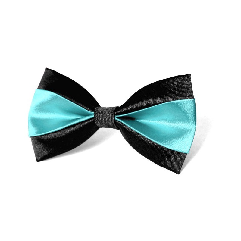 Motýlik čierno-mentolový s vreckovkou