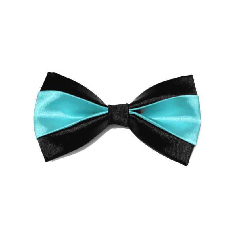 Motýlik čierno-mentolový s vreckovkou