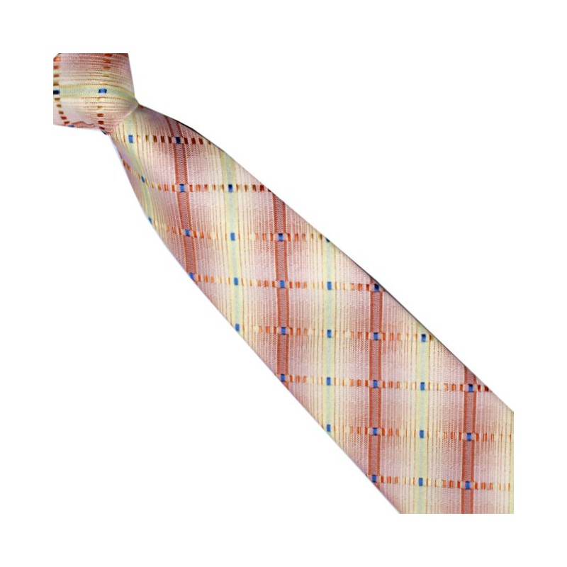 Junior kravata žltooranžová károvaná