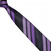 Detská kravata čierna s fialovými prúžkami