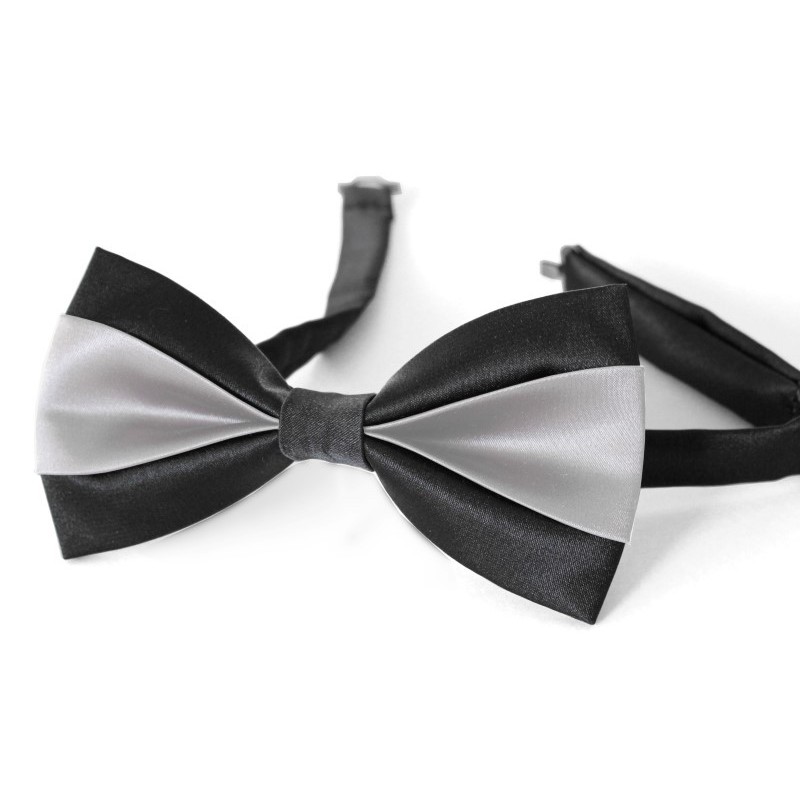 Motýlik čierno-strieborný s vreckovkou